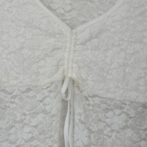 Orange Kiss Women's White Lace Crop Top - Picture 3 of 8